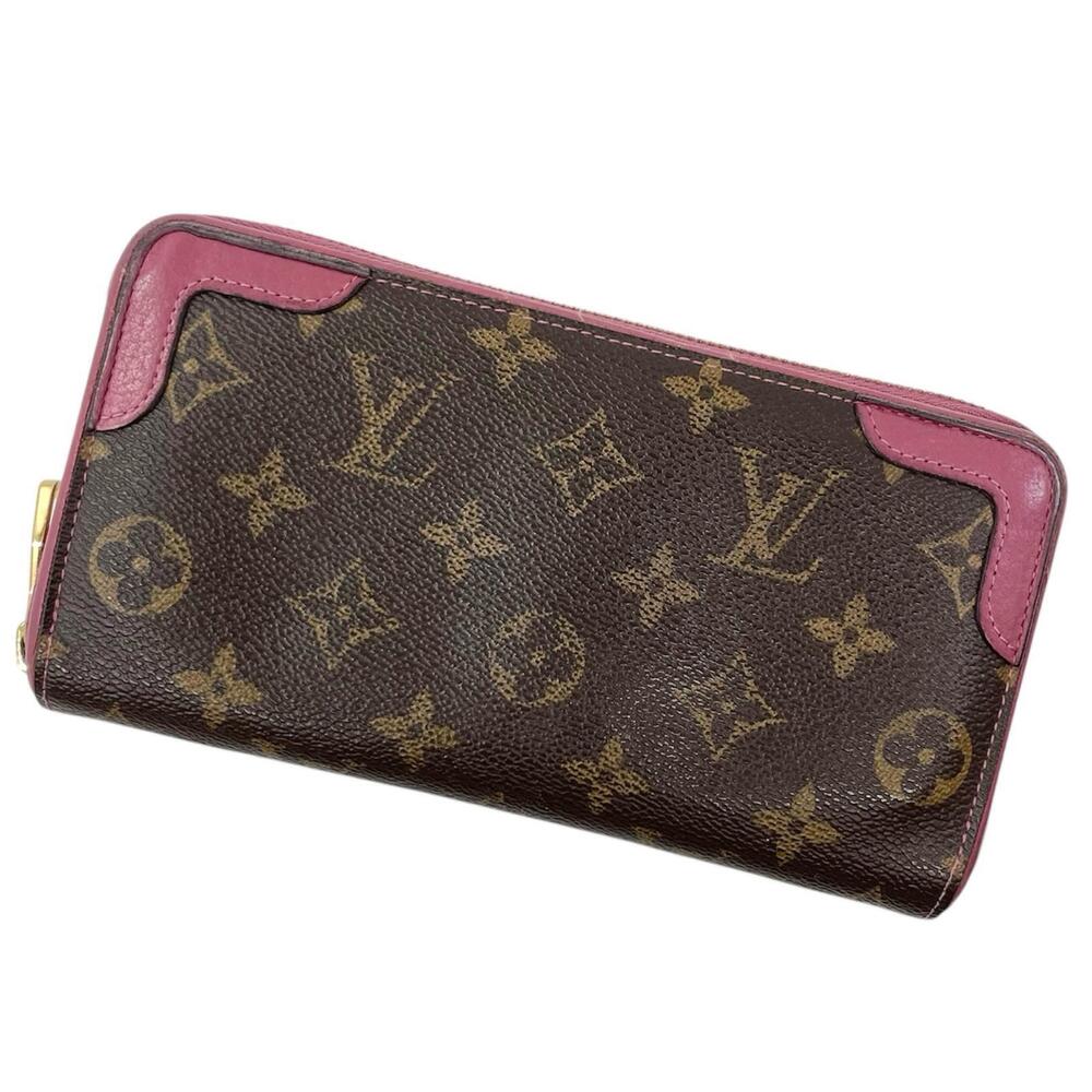 LOUIS VUITTON Retiro Monogram Round Zipper Long Wallet Brown